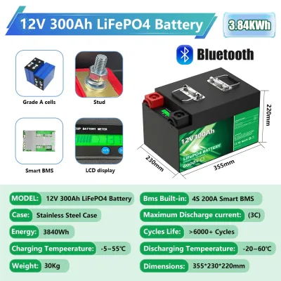 Batterie lithium LiFePO4 12 V 300 Ah Bluetooth – image 3