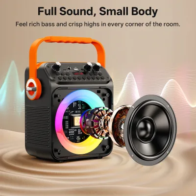 Enceinte karaoké Bluetooth, 2 micros sans fil – image 2
