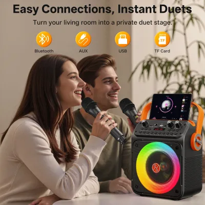 Enceinte karaoké Bluetooth, 2 micros sans fil – image 3