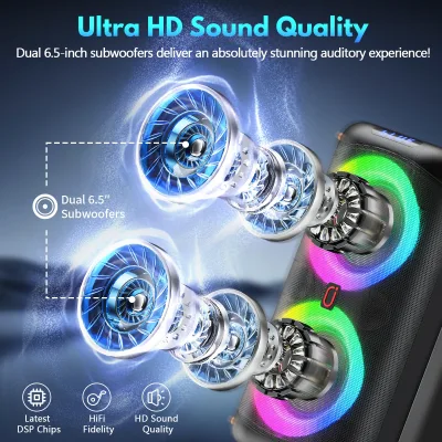 Enceinte karaoké Bluetooth avec 2 microphones – image 2