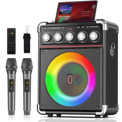 Enceinte karaoké portable et 2 microphones