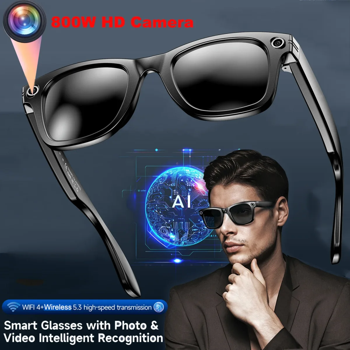 Lunettes connectées avec caméra et Bluetooth