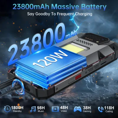 Smartphone robuste 23800 mAh avec lampe – image 2