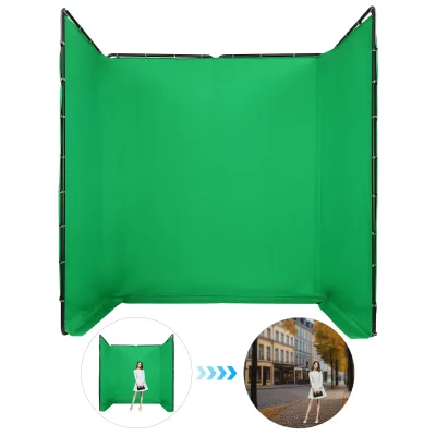Support de fond vert réglable, tissu vert – image 2