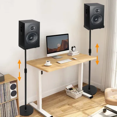 Supports d'enceintes au sol noirs, lot de 2