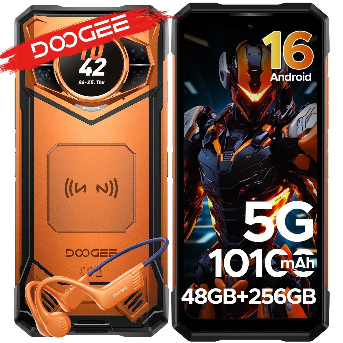 Téléphone robuste 5G Android à écran arrière